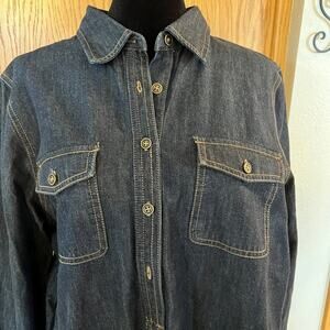 Chaps Denim long sleeve partial button down dress size L
